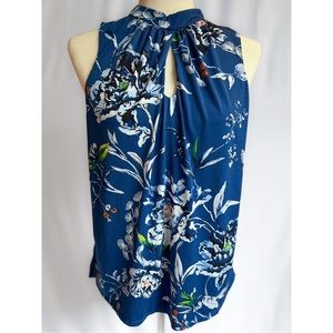 [SOLD] BHWM Black House White Market Royal Blue Cutout Floral Sleeveless Blouse